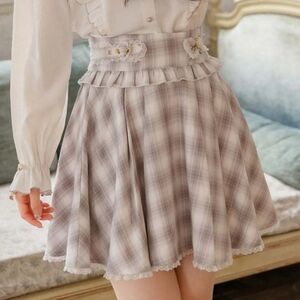 Rojita Pink Check Side Buckle Skirt